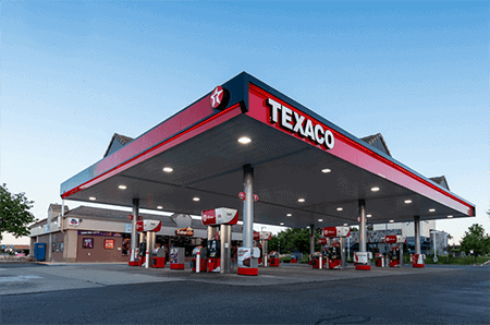 Exterior of Texaco gas station