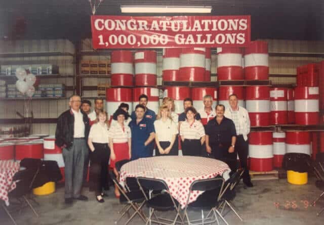 Employees celebrating 1,000,000 gallons sold